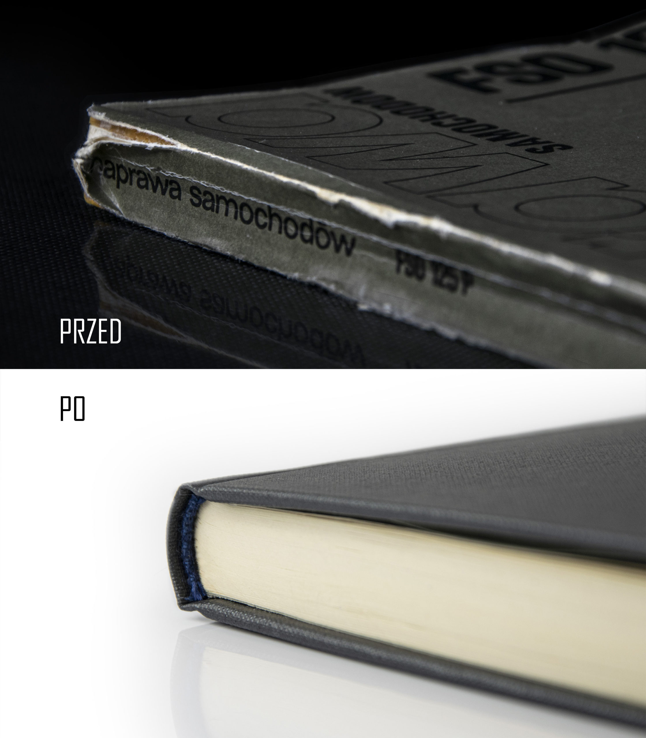 książka przed i po renowacji 